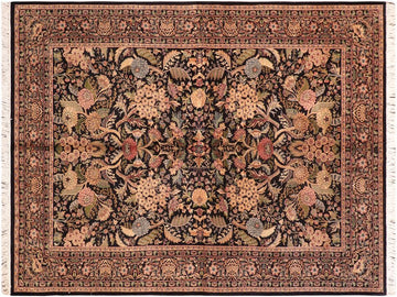 handmade Traditional Nagi Black Green Hand Knotted RECTANGLE 100% WOOL area rug 6x9